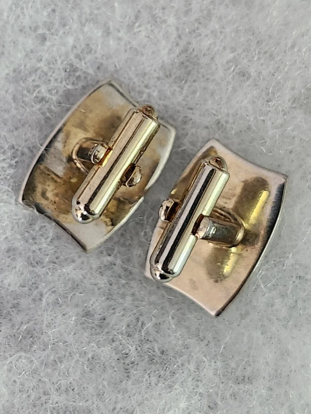 Vtg Hickok USA Men's Silver-Tone Minimalist Rectangular Cufflinks